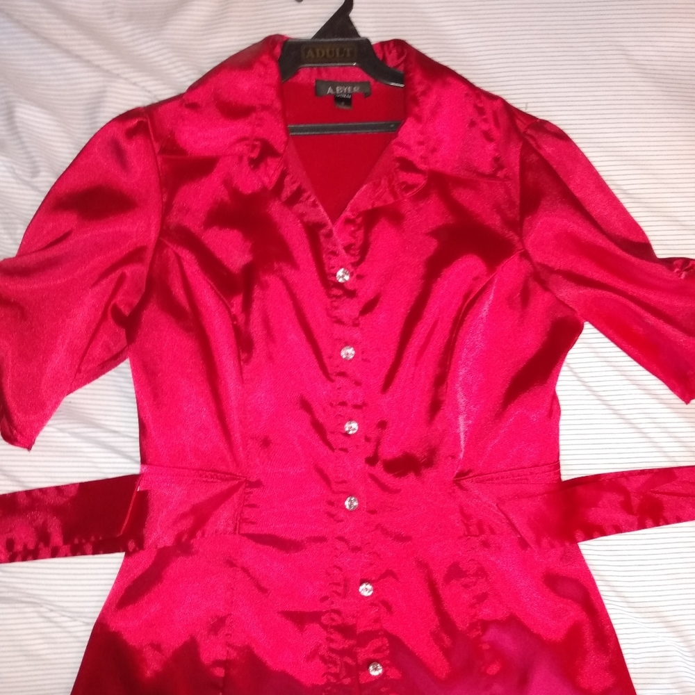 A.Byer Red Silk Blouse